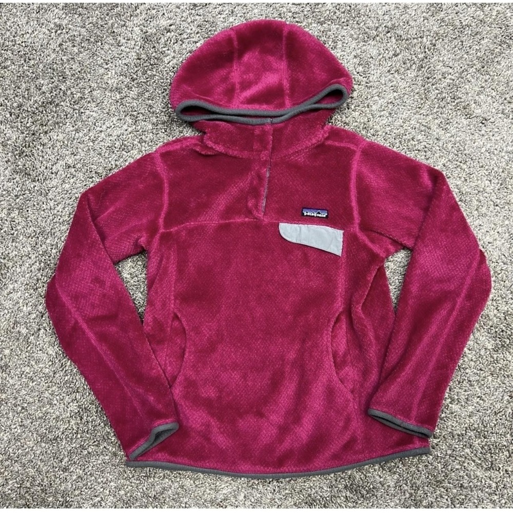 Patagonia Pullover Womens Large‎ Hooded Polartec Fleece Snap Neck Pocket Outdoor